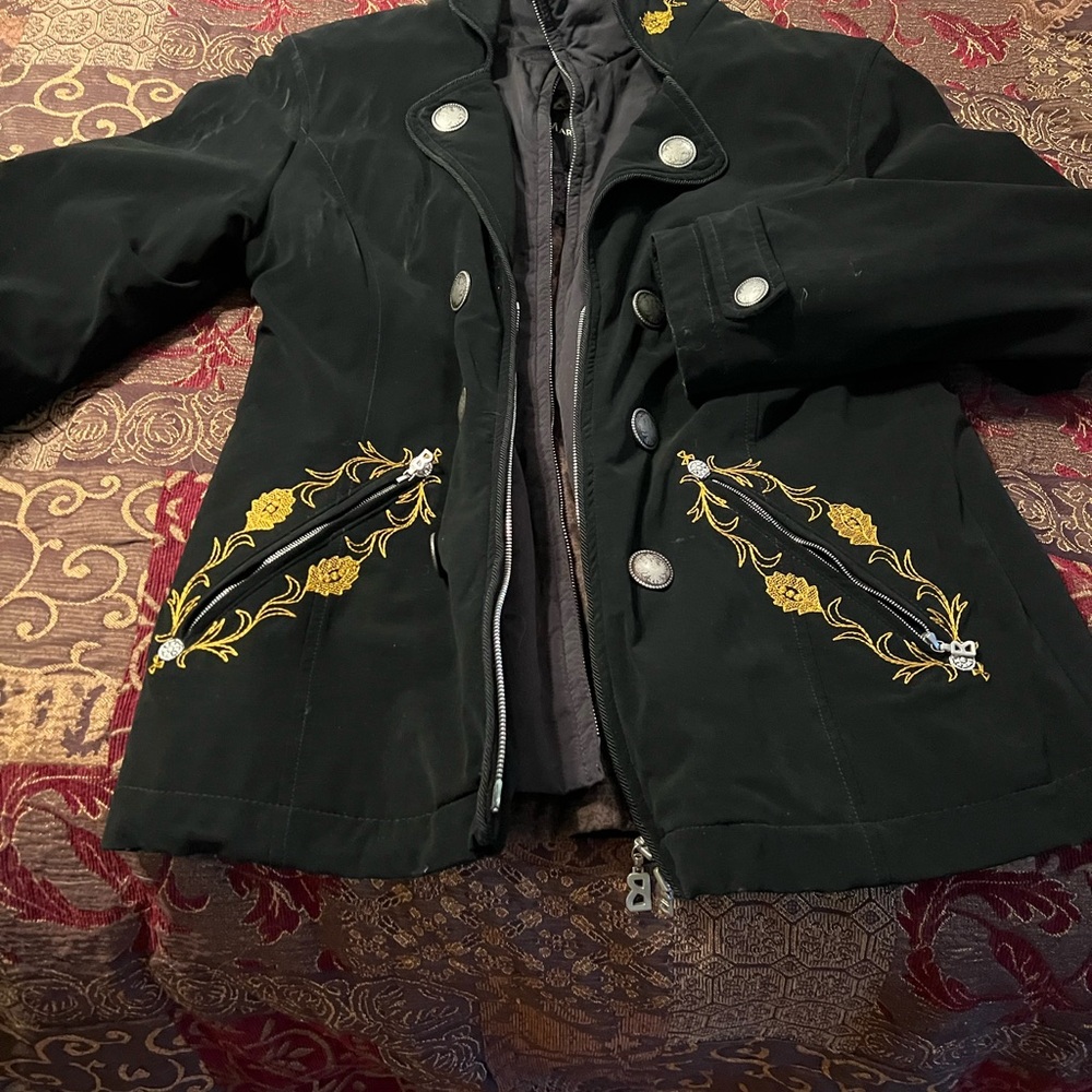 Bogner Black Ski Jacket with Gold Embroidery